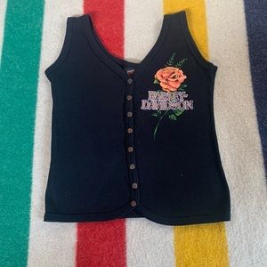 Vintage 90s Snap-up Harley Davidson Crop Tank. Women’s S